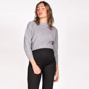 [one size] cropped knit grey