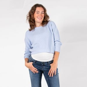 [one size] Cropped knit light blue