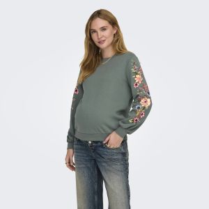 Only Maternity - sweater Conny olive flower print