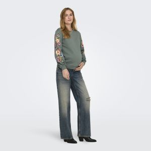 Only Maternity - sweater Conny olive flower print additional image 1