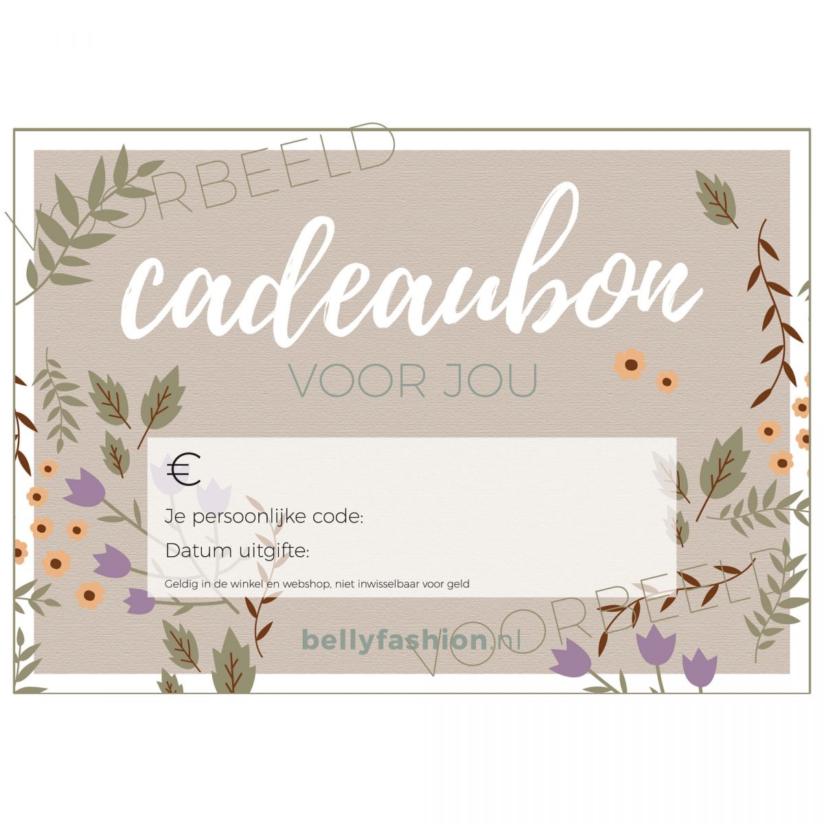 Geen De gasten ongeluk BELLYFASHION CADEAUBON - Gebruik config - Bellyfashion.nl